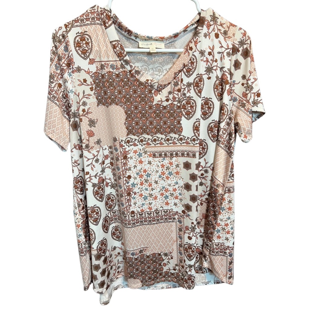 Floral Boho Patchwork Print Silky Top